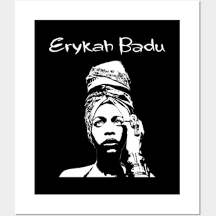 Erykah Badu - White Stencil Posters and Art